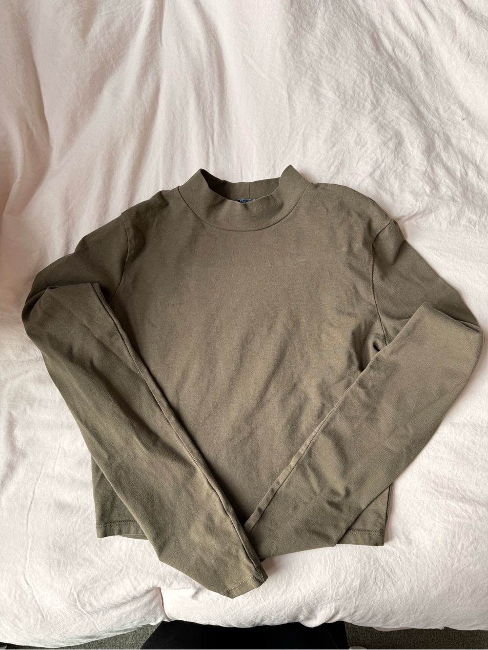 Zara Olive Green Mock Neck Long Sleeve Sweater